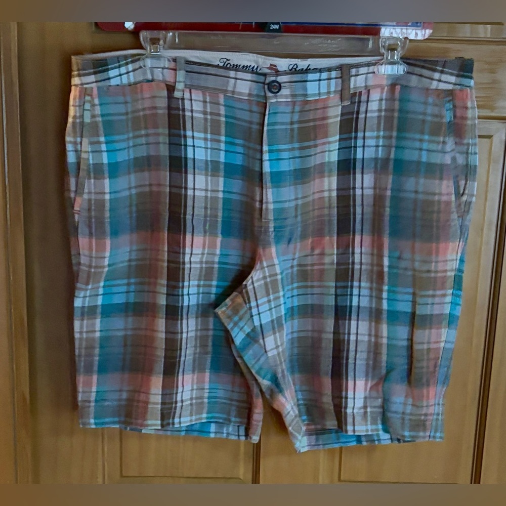Tommy Bahama Make Life One Long Weekend Classic Linen Blend Plaid Shorts Sz 40